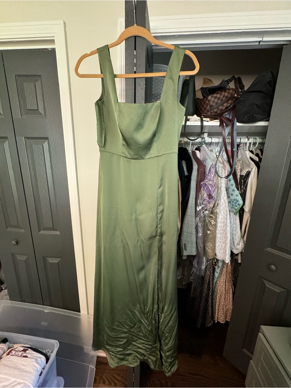 Vow’d emerald square neck bridesmaid dress
